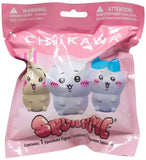 Gashikawa Squishme packaging with three cute figures on a pink background