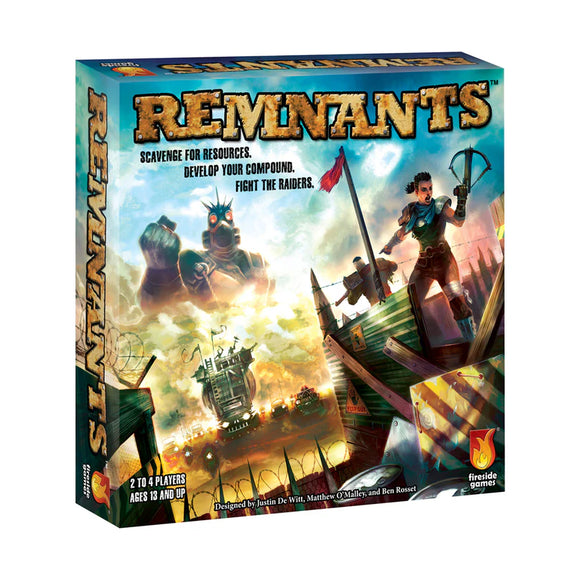 Board game box for 'Remnants' with characters and text on a white background