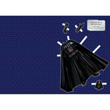 A Star Wars themed peel-and-stick decal sheet featuring Darth Vader. The sheet has a dark blue patterned background with white borders at the top and bottom.