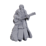 Gray figurine of a character playing a guitar on a white background