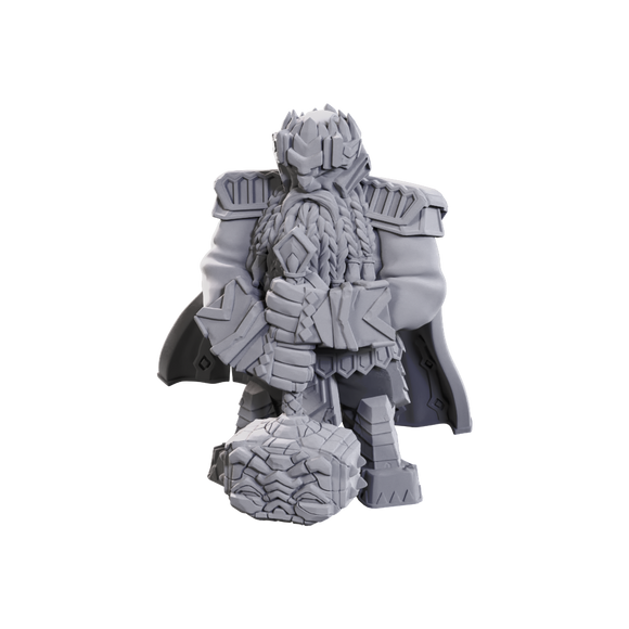 Gray warrior figurine with armor and weapon on a white background