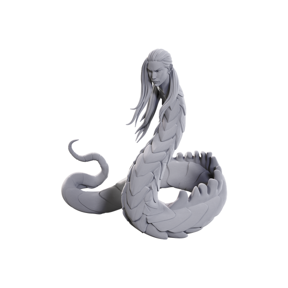 Gray mermaid figurine on a white background