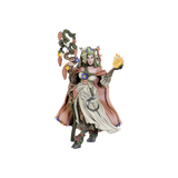 Fantasy figurine with detailed costume and accessories on a white background