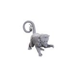 Gray monkey figurine with a ring on a white background