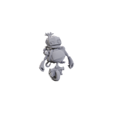Gray robot toy on a white background