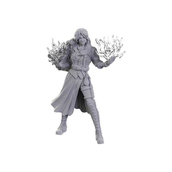 Gray figurine of a character with outstretched arms on a white background