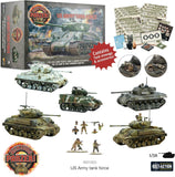 US Army tank force model kit with packaging and accessories on a white background