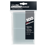 Pack of Ultra Pro Platinum Series card protectors with clear front and black back.