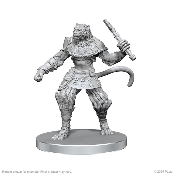 Unpainted fantasy figurine on a white background