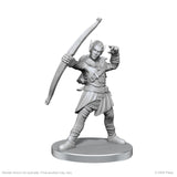 Unpainted miniature figure of a warrior with a bow on a white background