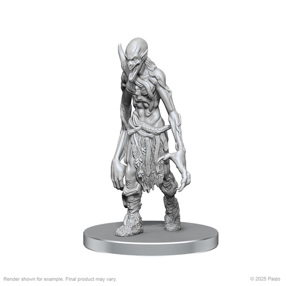 Unpainted fantasy figurine on a white background