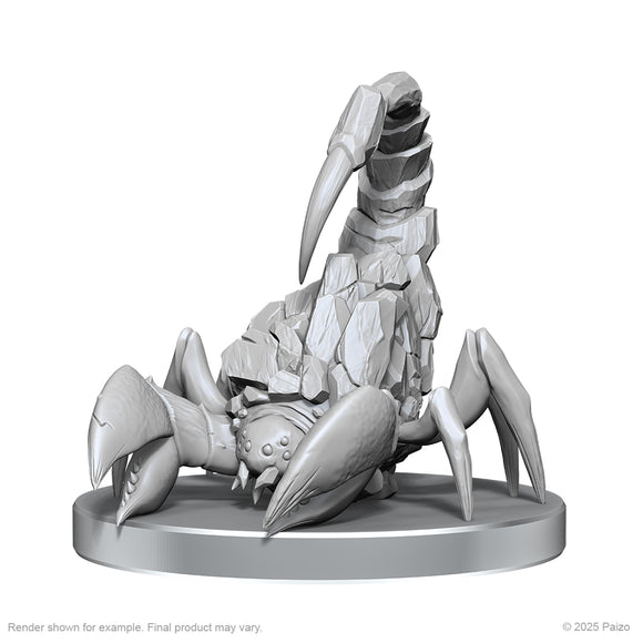 Unpainted scorpion figurine on a white background