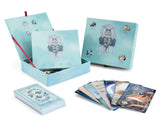 Ostara Tarot card set with tarot cards and box on a white background
