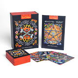 Bovinefire Tarot cards with colorful designs and a black box on a white background