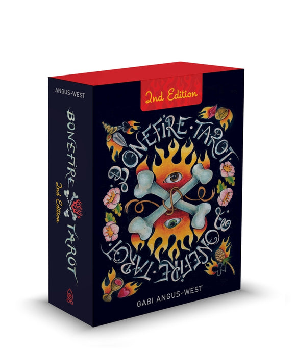 Box of Bonefire Tarot with colorful design and text on a white background