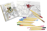 Harry Potter coloring book with colored pencils on a white background
