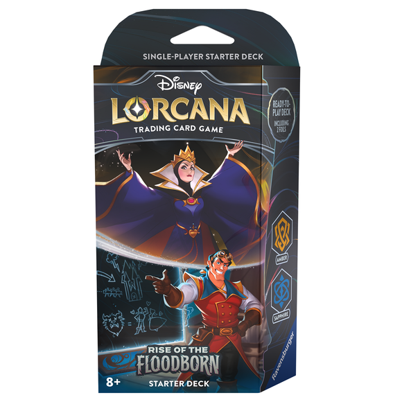 Disney Lorcana: Rise of the Floodborn Starter - Evil Queen and Gaston (Amber/Sapphire deck)