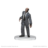 Statue of a character in a gray suit on a white background