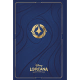 Blue card with gold emblem and Disney Lorcana branding on a white background