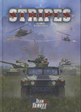 Book cover of 'Stripes: US Forces in World War II' with military vehicles and helicopters.