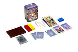 Tinderbox card game components including cards and packaging on a white background