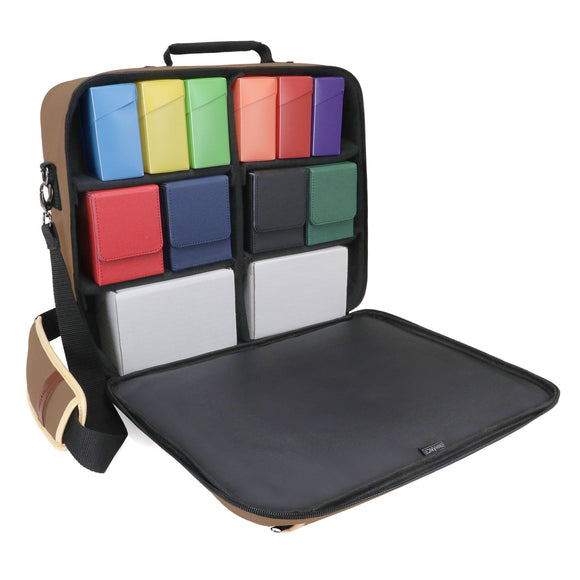 Multicolored tray case with compartments on a white background