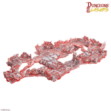 Red and gray rocky terrain model with 'Dungeons & Lasers' logo above on a white background.