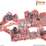 Dungeons & Dragons game board with miniatures on a white background