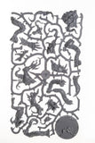 Decorative metal panel with intricate cut-out designs on a white background