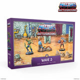 Masters of the Universe Battleground toy set packaging with figures and battle scene on a white background
