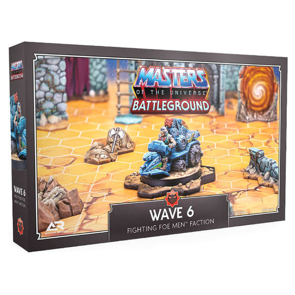 Masters of the Universe Battleground game box with miniature figures on a white background