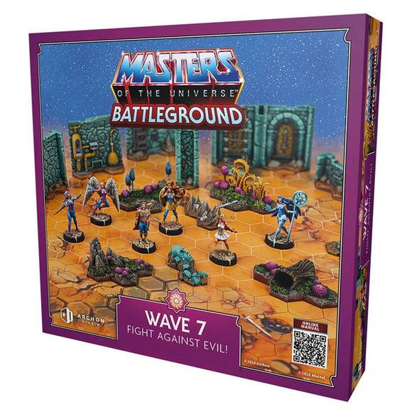 Masters of the Universe Battleground game box with figures and scenery on a white background