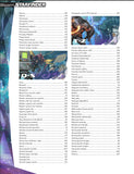 Starfinder game rulebook page with creature list and artwork