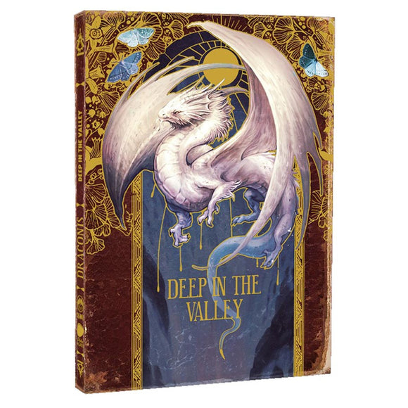 Book cover with a dragon illustration and 'Deep in the Valley' text on a decorative background