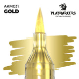 Gold marker with Playmarkers logo on a white background