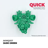 Green decorative object with 'Quick Markers' branding on a white background