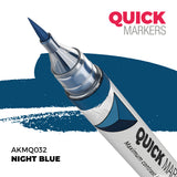 Quick Markers night blue marker with a blue paint stroke on a white background