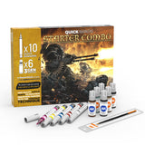 Quick Markers Starter Combo set with markers and paint bottles on a white background
