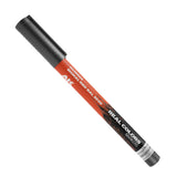 Red marker with black cap on a white background