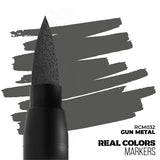 Real Colors Markers Gun Metal color with marker cap and swatch on a white background
