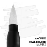 Black marker with white cap on a white background, featuring 'Real Colors Markers' branding.