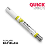 White marker with yellow accents on a white background, featuring 'Quick Markers' branding.