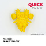 Yellow gas mask-like object with 'Quick Markers' branding on a white background