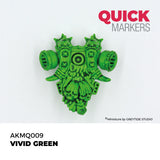 Green marker with intricate design on a white background, branded as 'Quick Markers'.