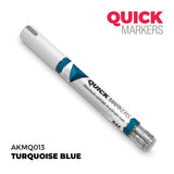 Turquoise blue marker with 'Quick Markers' branding on a white background