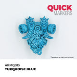Turquoise blue decorative object with 'Quick Markers' branding on a white background
