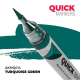 Turquoise green marker with 'Quick Markers' branding on a white background