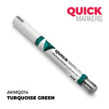 Turquoise green marker with 'Quick Markers' branding on a white background