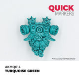 Turquoise green decorative object with 'Quick Markers' branding on a white background