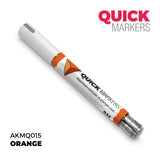 Orange marker pen with 'Quick Markers' branding on a white background